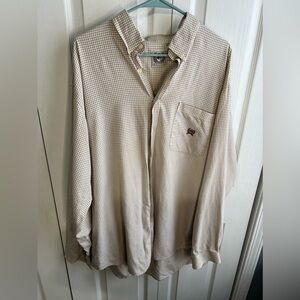 Cinch Tan Grid Plaid Long‎ Sleeve Button Up Men's Size XL Rodeo Wedding Western